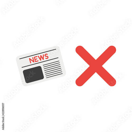 Vector icon concept of newspaper with x mark
