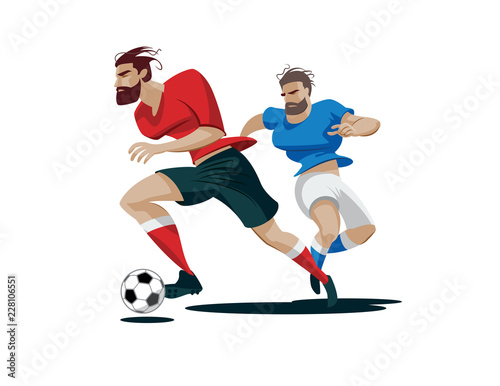 Players are fighting for the ball. Vector Illustration