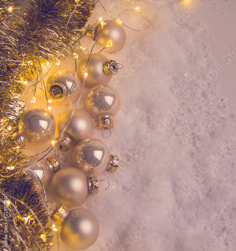 Christmas lights and balls, New Year's luminous garlands