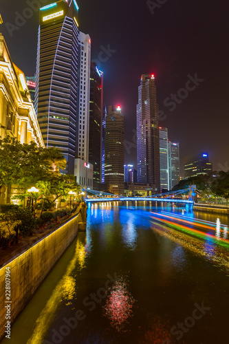 SINGAPORE - APRIL 30  Singapore city skyline and Marina Bay on April 30  2016 in Singapore