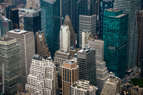 Aerial view of Manhattan skyscraper from Empire state building observation deck