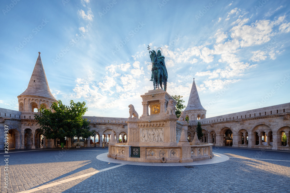 Fisherman Bastion and statue of Stephen I, Budapest, Hungary