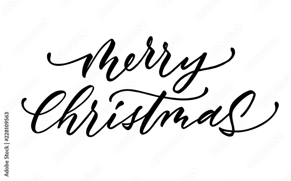 Vector merry christmas lettering script ink sign