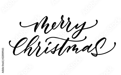 Vector merry christmas lettering script ink sign