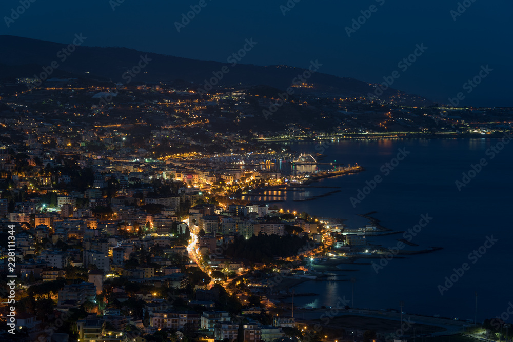 Fototapeta premium Italian Riviera, Sanremo by night