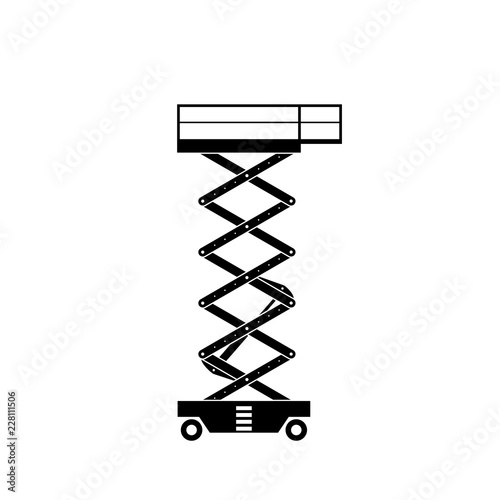 Scissors lift silhouette icon. Clipart image isolated on white background