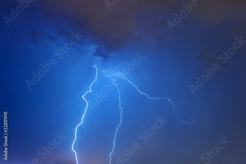 Lighting bolt at night