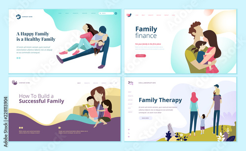 Set of web page design templates for family finance, health care, family therapy. Modern vector illustration concepts for website and mobile website development.  © PureSolution
