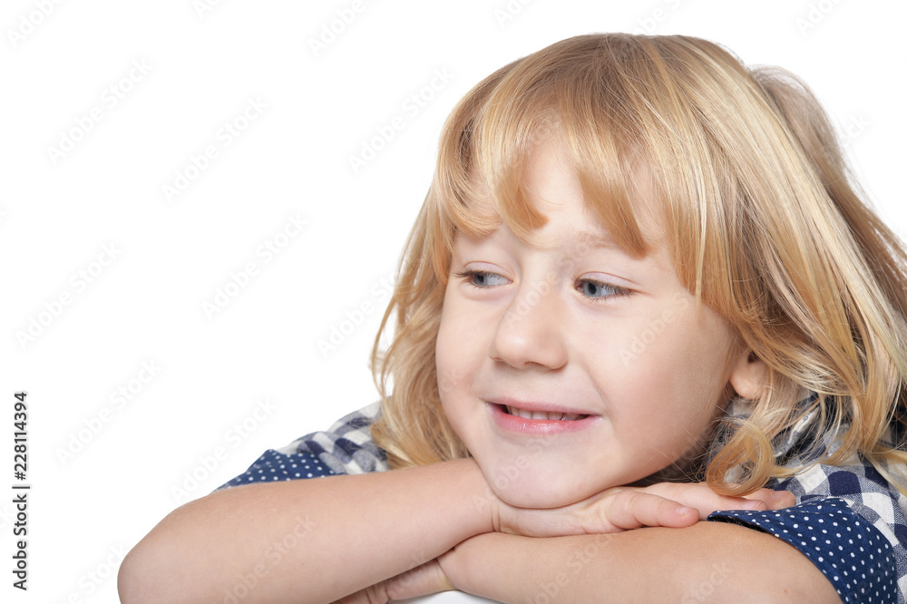 Portrait of happy little boy on white background Portrait of happy little boy on white background
