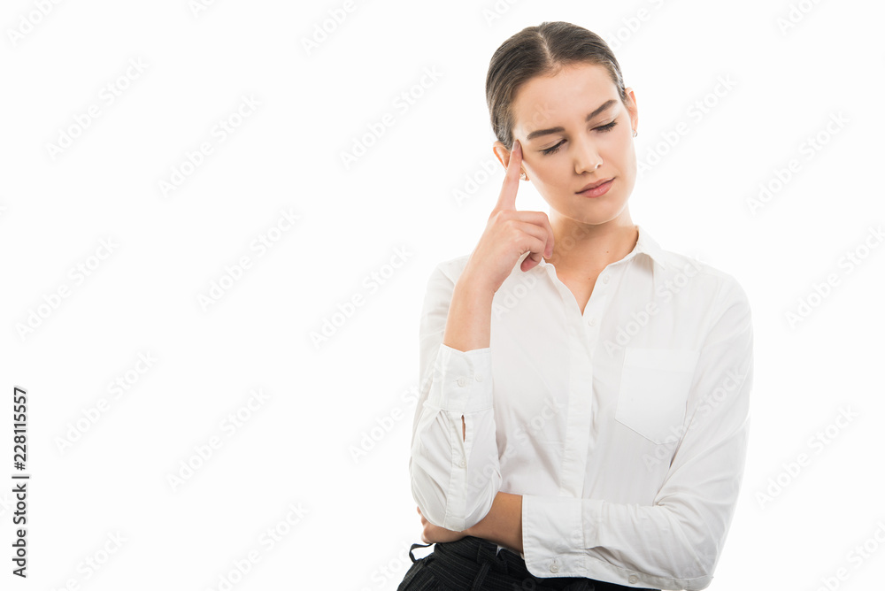 Young pretty bussines woman showing thinking gesture Young pretty bussines woman showing thinking gesture