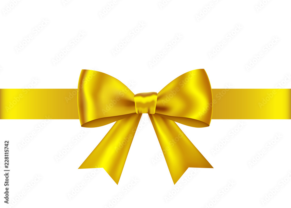 Golden gift ribbon and bow for Christmas, New Year decoration. Golden gift ribbon and bow for Christmas, New Year decoration.