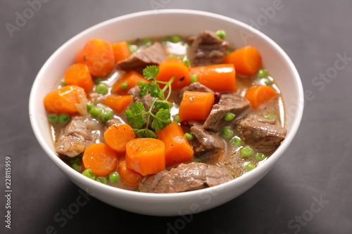 beef, carrot and pea