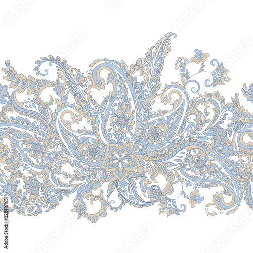 Seamless pattern with paisley ornament. Ornate floral decor. Vector illustration