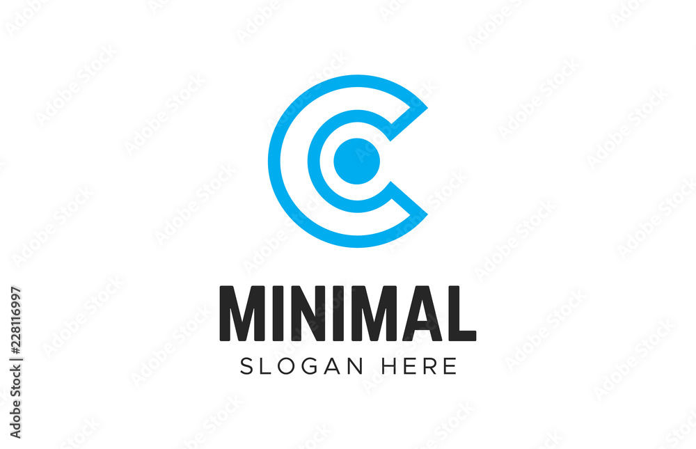 Letter C Negative Space Logos. Minimalism C logotype