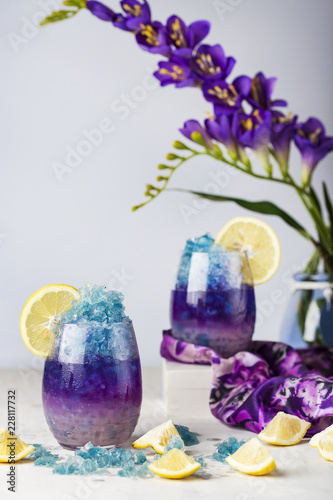 tropical butterfly pea flower blue ice lemonade