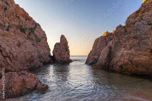 Tossa Beach coastline, rocks, islands and cliffs by the shore
