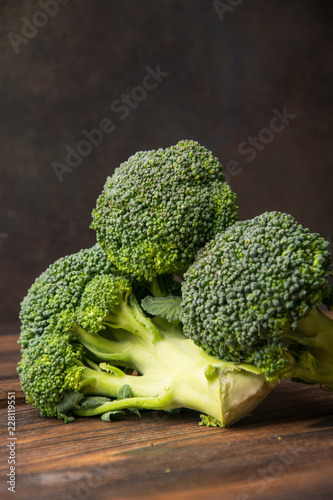 broccoli on wooden table