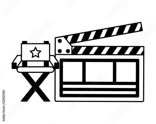 chair director clapperboard production movie film