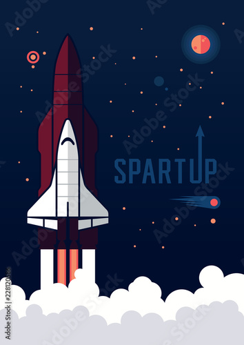 Fototapeta Naklejka Na Ścianę i Meble -  Space shuttle and rockets vector illustration