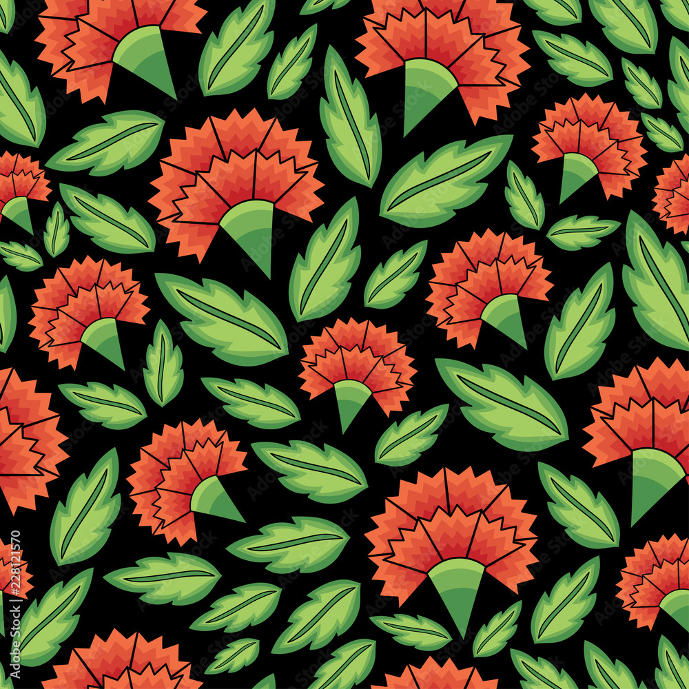 Vecteur Stock Flowers mexican folk pattern vector seamless. Traditional