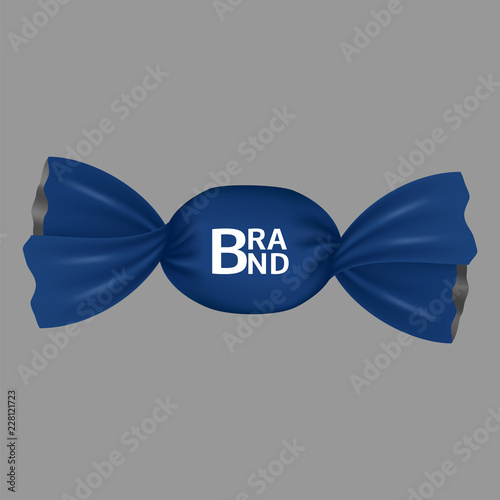 Blue brand bonbon icon. Realistic illustration of blue brand bonbon vector icon for web design