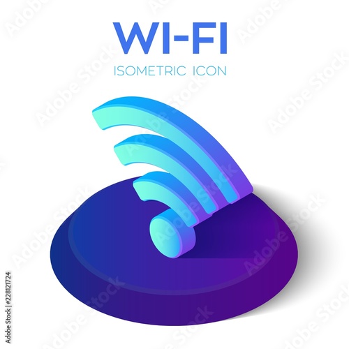 Wi-Fi Isometric Icon. 3D Isometric Wi-Fi Sign. Created For Mobile, Web, Decor, Print Products, Application. Perfect for web design, banner and presentation. Vector Illustration.