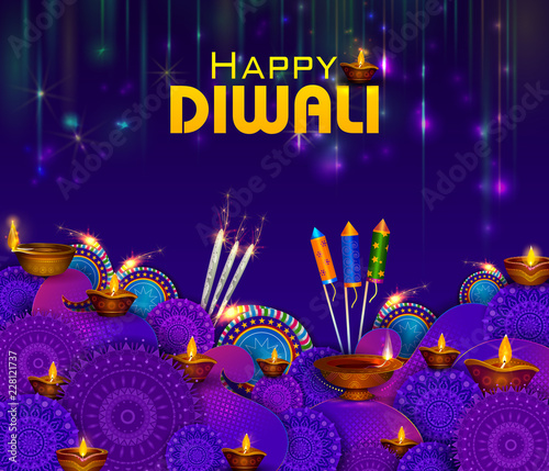 Happy Diwali light festival of India greeting background