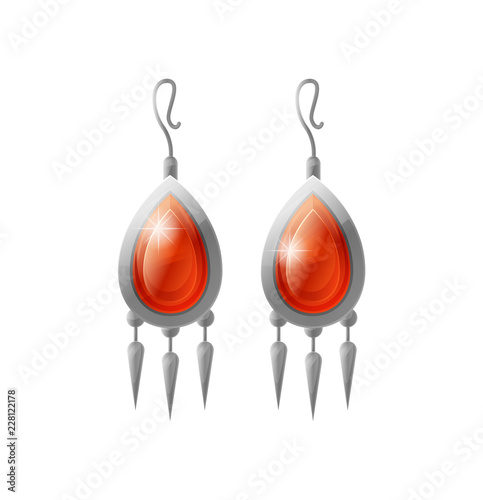 Expensive Earrings Black Stand Vector Illustration