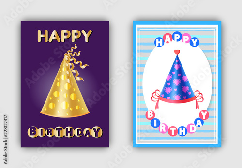 Happy Birthday Magic Hats Carnival Headwear Vector