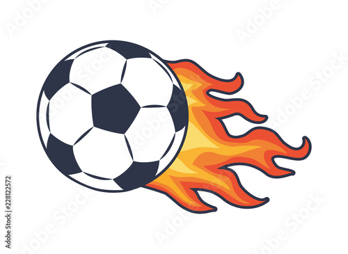 Soccer Ball and Fire Trace Vector Illustration