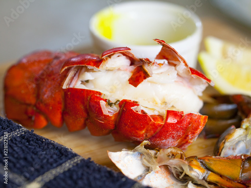 Poached lobster tails