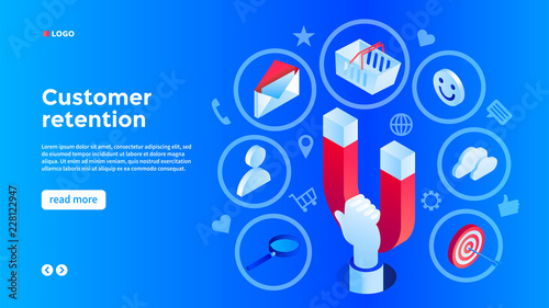 Client attraction concept background. Isometric illustration of client attraction vector concept background for web design