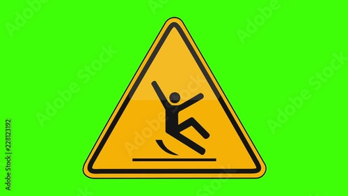 Symbol Slippery Floor Yellow Sign Green Screen