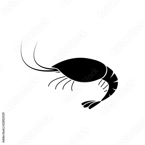 Red shrimp silhouette icon. Seafood clipart isolated on white background