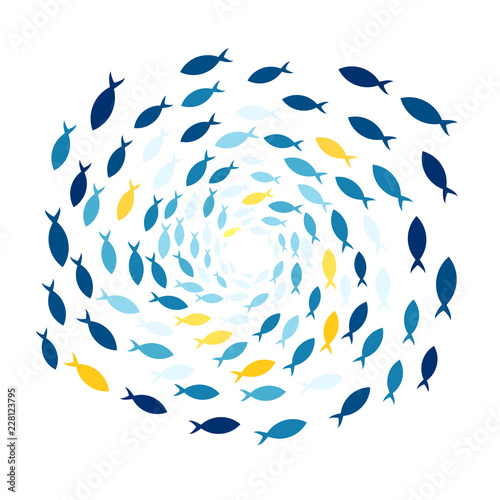 School of fish. Clipart image isolated on white background