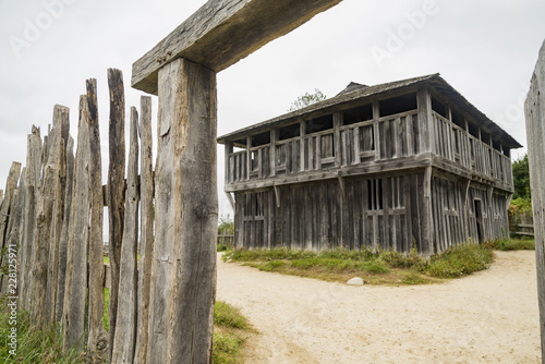 Old buildings in Plimoth plantation at Plymouth, MA photo