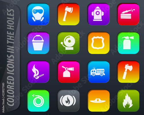 Fire brigade icons set