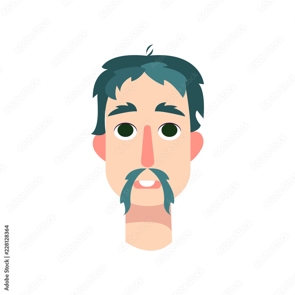 Young man with big green eyes with violet hair and mustache. Young man with big green eyes with violet hair and mustache.
