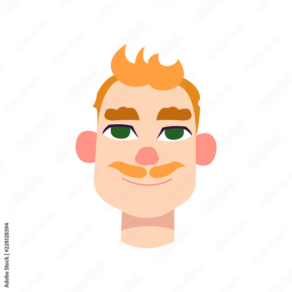 Young man with big green eyes, yellow hair and a mustache. Young man with big green eyes, yellow hair and a mustache.