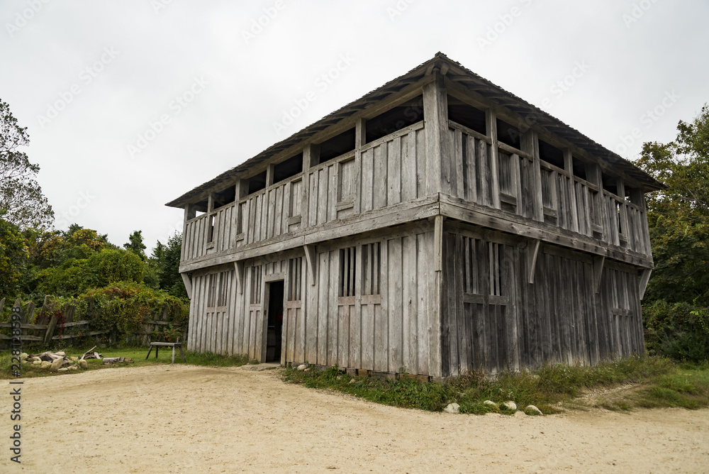 Old buildings in Plimoth plantation at Plymouth, MA Old buildings in Plimoth plantation at Plymouth, MA