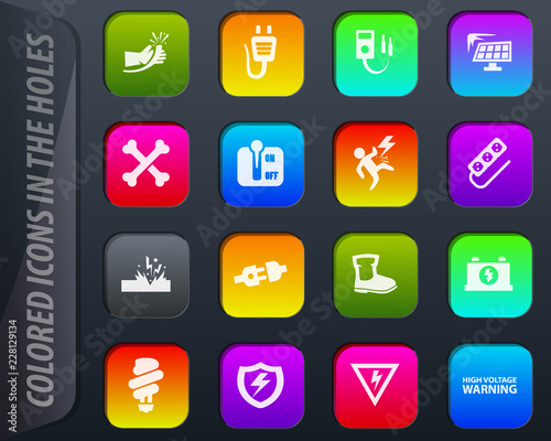 High voltage icons set