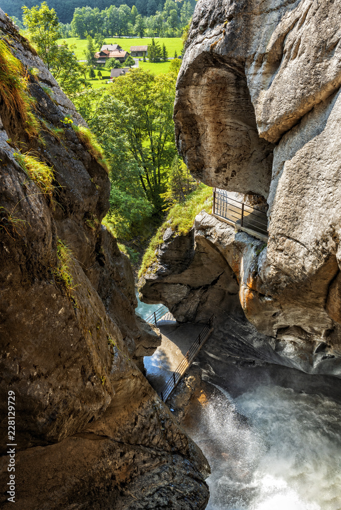Fototapeta premium Switzerland - The Beautiful Trummelbach Falls - Glacial Water