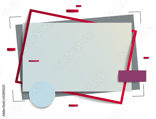 Frame with copy space for text design template, flyer, poster, card, banner, advertising layout, moderate colors and geometric shapes vector modern style paper cut 3d illustration.