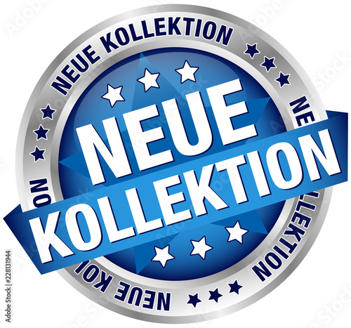 Button Banner "Neue Kollektion" blau/silber