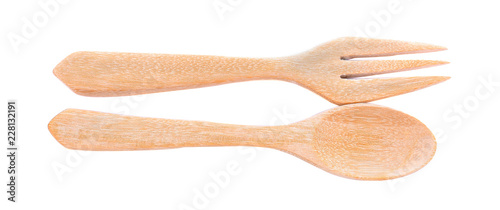 Spoon with fork on white background