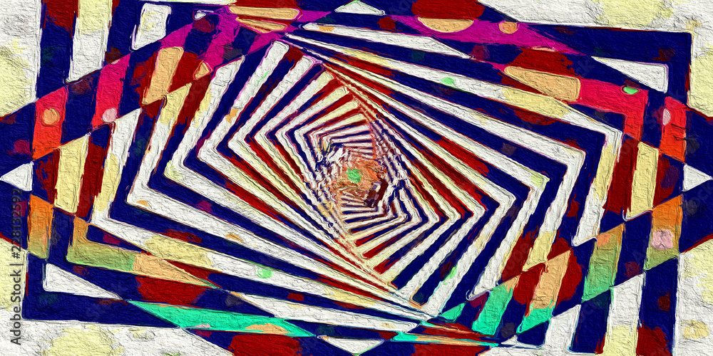 Obraz premium graphic illustration watercolor paint geometric fractal spiral shape background