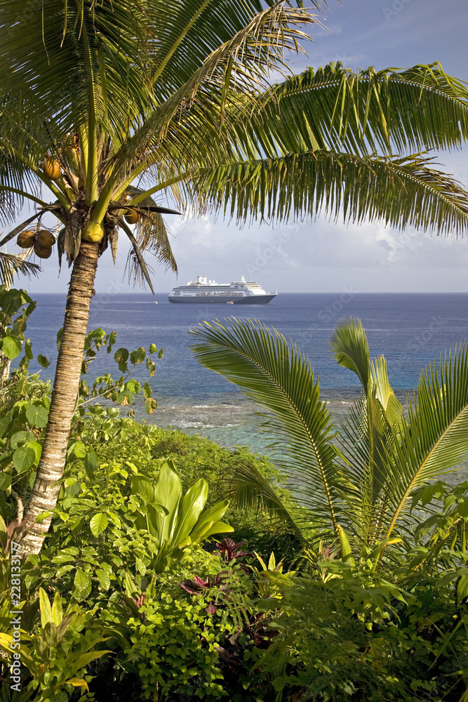 Fototapeta premium Cruise ship visits the tropical island of Niue, South Pacific Islands.
