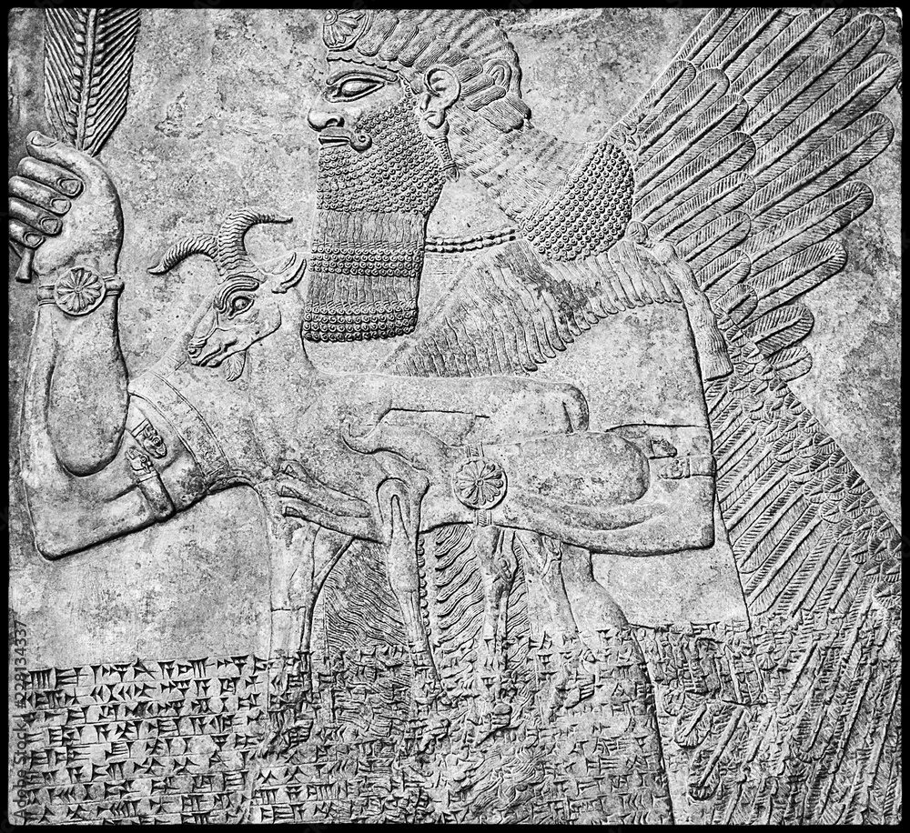 Assyrian art masterpieces, sculpture - history of Mesopotamia Stock ...