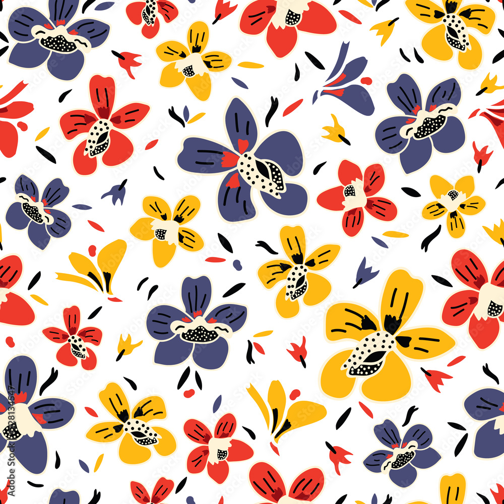 Yellow And Blue Flower White Background