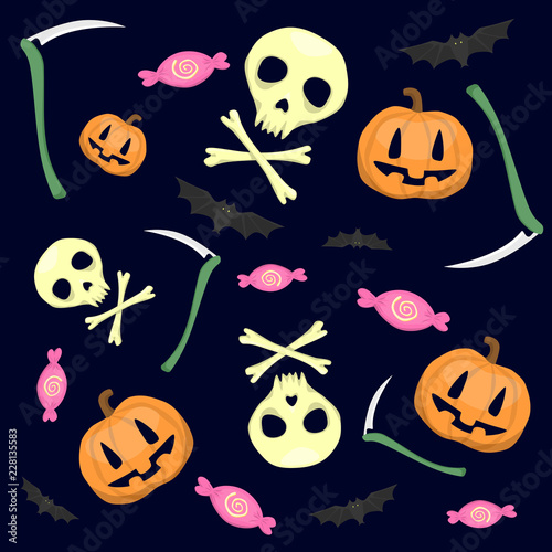 Halloween cartoon vector pattern.